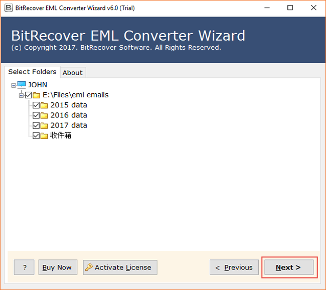 free eml to nsf file conversion tool show all files or folders