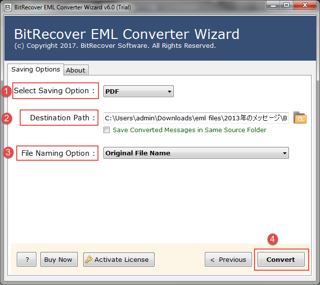 EML to PDF Converter screenshot