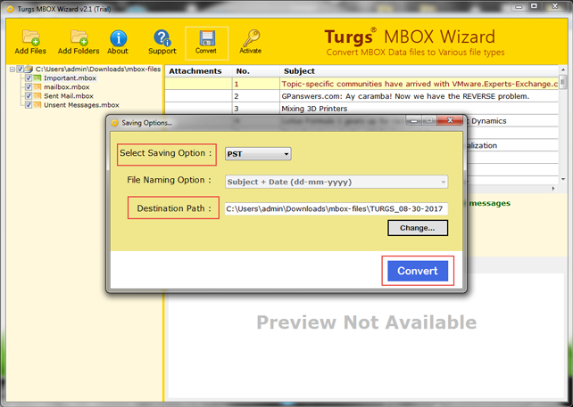 MBOX to PST Free Converter